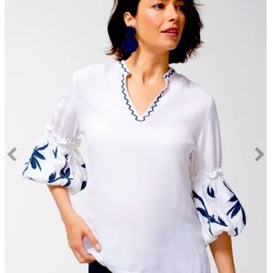 Chico’s Linen Blend Lantern Sleeve Top